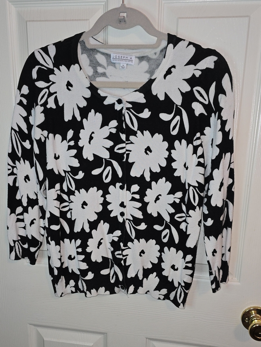 Joseph A Black and White Floral Cardigan